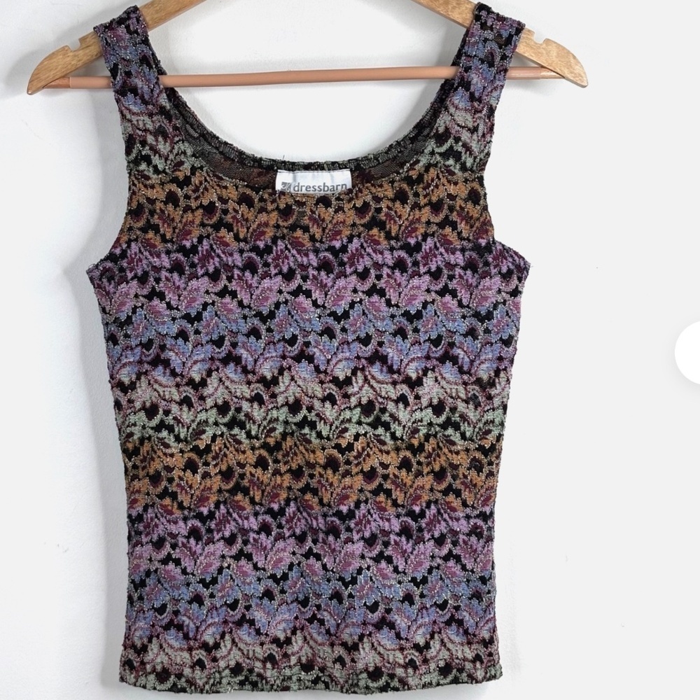 VTG Y2K Lace Tank M Rainbow 90s Fairy Whimsigoth Artsy Festival Boho Coquette